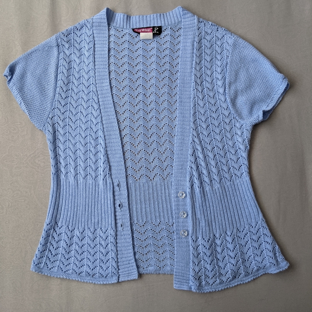 Knitted open short sleeve sweater